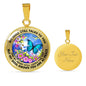 AG2408014 My Mind Still Talks To You Blue Butterflies Flower Luxury Necklace with Back Engraving