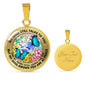 AG2408017 My Mind Still Talks To You Blue Butterflies Flower Luxury Necklace with Back Engraving