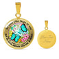 AG2408001 My Mind Still Talks To You Turquoise Butterflies Flower Luxury Necklace with Back Engraving