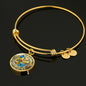 JL2207029 My Mind Blue Butterflies Gold Diamond Tree Of Life Circle Adjustable Luxury Bangle with Back Engraving