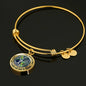 JL2407081 My Mind Still Talks To You Golden Dragonflies Celtic Tree Of Life Green Leaf And Galaxy Circle Adjustable Luxury Bangle with Back Engraving