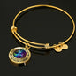 JL1507002 Turquoise Dragonflies And Tree Of Life Colorful Circle Adjustable Luxury Bangle with Back Engraving