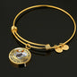 B0713018 My Mind Still Talks To You Orange Butterflies Stair Way To Heaven With Gold Cross Circle Adjustable Luxury Bangle with Back Engraving