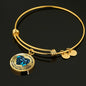 My Mind Still Talks To You Blue Butterfly Broken Heart Circle Adjustable Luxury Bangle with Back Engraving