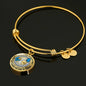 JL2207027 My Mind Blue Butterflies Silver Tree Of Life Circle Adjustable Luxury Bangle with Back Engraving