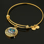 B0713005 My Mind Still Talks To You Turquoise Butterflies Silver Tree Of Life With Heart Wings Circle Adjustable Luxury Bangle with Back Engraving