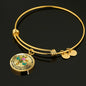 JL2107007 My Mind Still Talks To You Turquoise Butterflies Golden Cross Ruby Circle Adjustable Luxury Bangle with Back Engraving