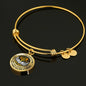 B0713017 My Mind Still Talks To You Orange Butterflies Gold Tree Of Life With Heart Wings Circle Adjustable Luxury Bangle with Back Engraving