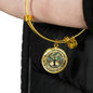 JL2407127 My Mind Still Talks To You Green Hummingbirds Black Celtic Tree Of Life Green Leaf Circle Adjustable Luxury Bangle with Back Engraving