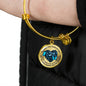 My Mind Still Talks To You Blue Butterfly Broken Heart Circle Adjustable Luxury Bangle with Back Engraving