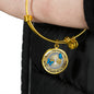JL2207027 My Mind Blue Butterflies Silver Tree Of Life Circle Adjustable Luxury Bangle with Back Engraving