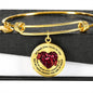 KTB001 My Mind Still Talks To You Red Butterfly Broken Heart Circle Adjustable Luxury Bangle with Back Engraving