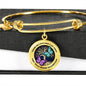 TM0003 Those We Love Don't Go Away Turquoise and Purple Butterflies Tree On Life Circle Adjustable Luxury Bangle with Back Engraving
