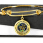 JL2207009 My Mind Golden Dragonflies Gold Diamond Tree Of Life And Galaxy Circle Adjustable Luxury Bangle with Back Engraving