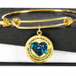 My Mind Still Talks To You Blue Butterfly Broken Heart Circle Adjustable Luxury Bangle with Back Engraving