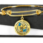 JL2207029 My Mind Blue Butterflies Gold Diamond Tree Of Life Circle Adjustable Luxury Bangle with Back Engraving