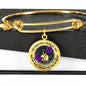 JL2207038 My Mind Purple Butterflies Black Tree Of Life Circle Adjustable Luxury Bangle with Back Engraving