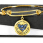 My Mind Still Talks To You Blue Butterflies Heart Shape 020520VTC09 Circle Adjustable Luxury Bangle with Back Engraving