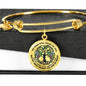 JL2407127 My Mind Still Talks To You Green Hummingbirds Black Celtic Tree Of Life Green Leaf Circle Adjustable Luxury Bangle with Back Engraving