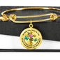 JL2107007 My Mind Still Talks To You Turquoise Butterflies Golden Cross Ruby Circle Adjustable Luxury Bangle with Back Engraving