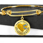 JL1407019 My Mind Still Talks To You Turquoise Dragonflies Heart Wing Gold Circle Adjustable Luxury Bangle with Back Engraving