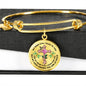JL2107006 My Mind Still Talks To You Golden Dragonflies Rose Gold Cross Ruby Circle Adjustable Luxury Bangle with Back Engraving