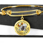B0713018 My Mind Still Talks To You Orange Butterflies Stair Way To Heaven With Gold Cross Circle Adjustable Luxury Bangle with Back Engraving