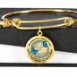 JL2207027 My Mind Blue Butterflies Silver Tree Of Life Circle Adjustable Luxury Bangle with Back Engraving