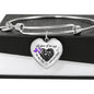 A Piece Of Me Left The Day God Called You Home Purple Butterflies Heart Pendant With Luxury Adjustable Bangle with Back Engraving