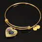 A Piece Of Me Left The Day God Called You Home Purple Butterflies Heart Pendant With Luxury Adjustable Bangle with Back Engraving