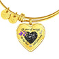 A Piece Of Me Left The Day God Called You Home Purple Butterflies Heart Pendant With Luxury Adjustable Bangle with Back Engraving
