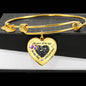 A Piece Of Me Left The Day God Called You Home Purple Butterflies Heart Pendant With Luxury Adjustable Bangle with Back Engraving