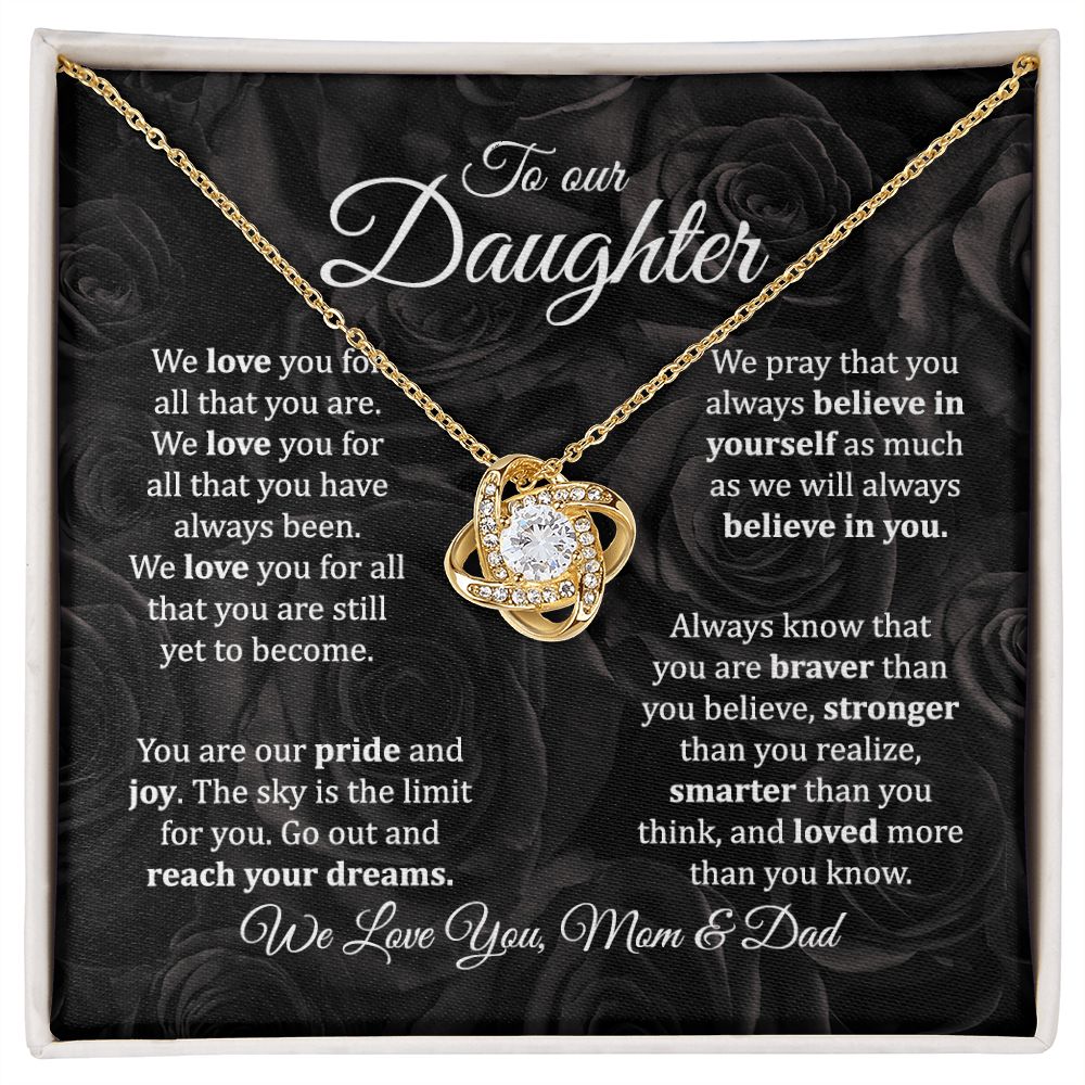 MC019 To Our Daughter We Love You Love Knot Necklace Gift