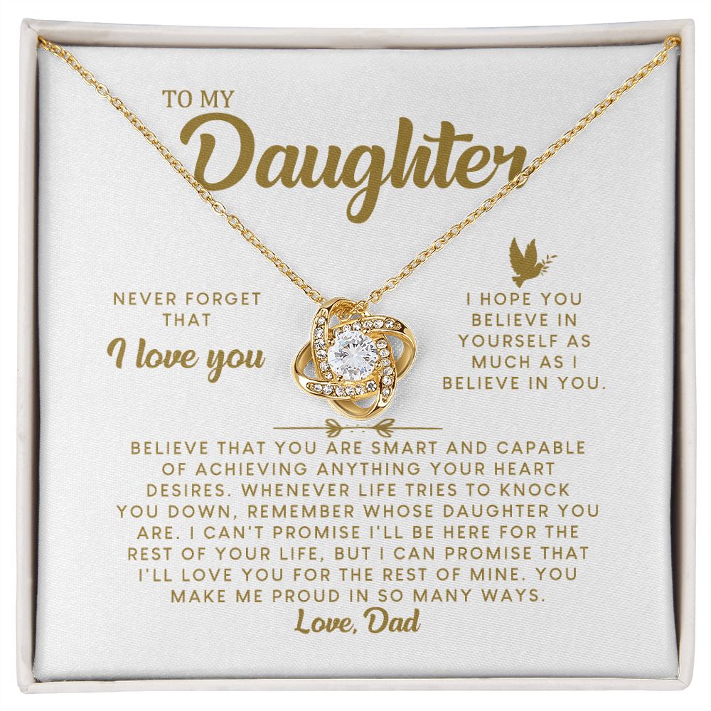 MC008 Daughter Never Forget That I Love You Love Knot Necklace Gift From Dad