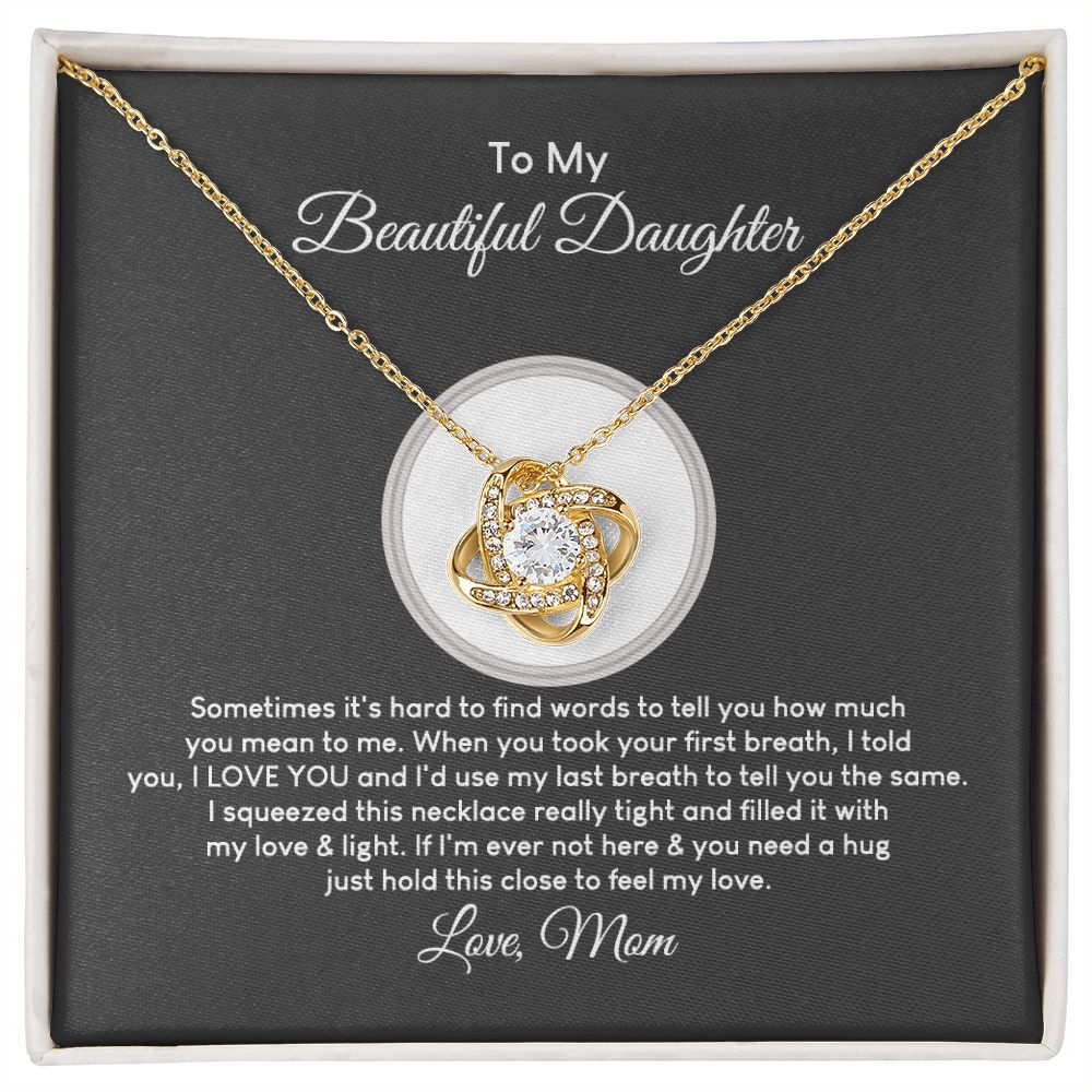 MC017 To My Beautiful Daughter I Love You Love Knot Necklace Gift From Mom