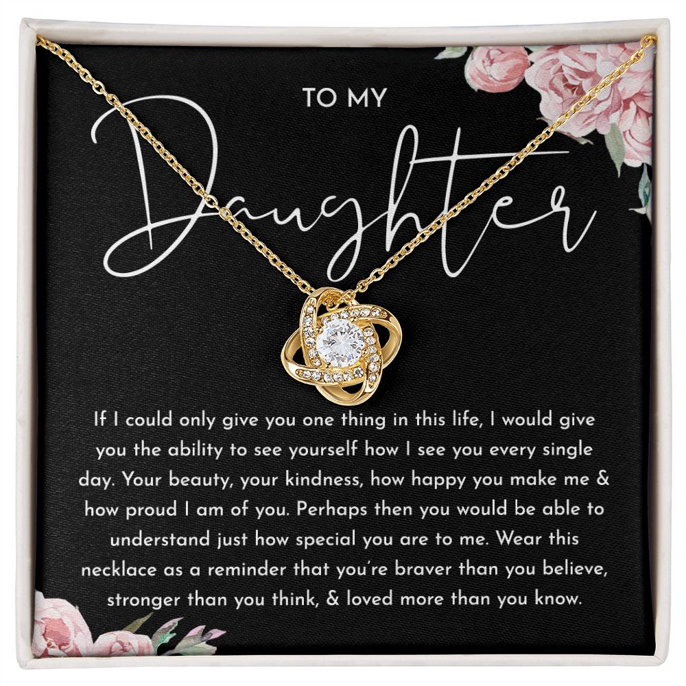 MC028 To My Daughter How Proud I Am of You Love Knot Necklace Gift