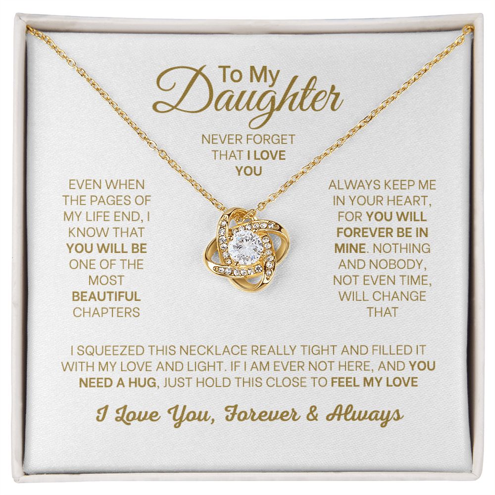 MC005 Daughter Never Forget That I Love You Love Knot Necklace Gift