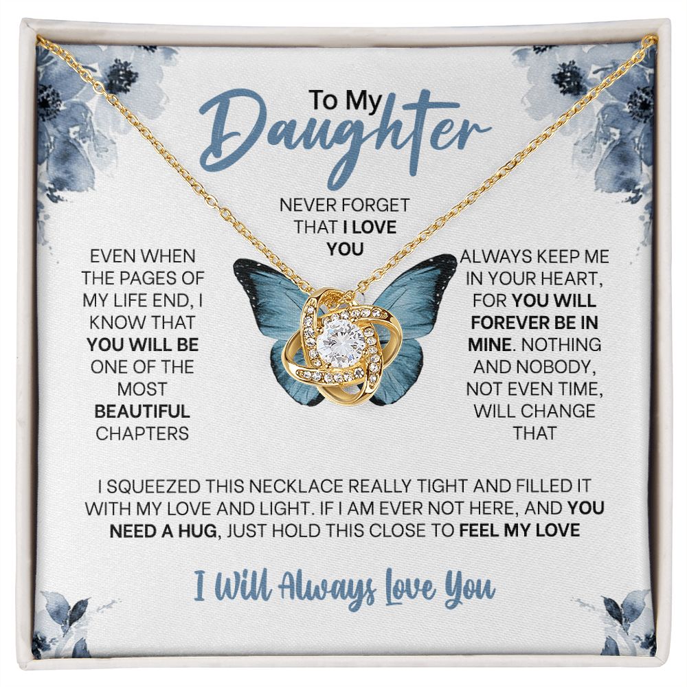 MC010 Daughter Never Forget That I Love You Love Knot Necklace Gift