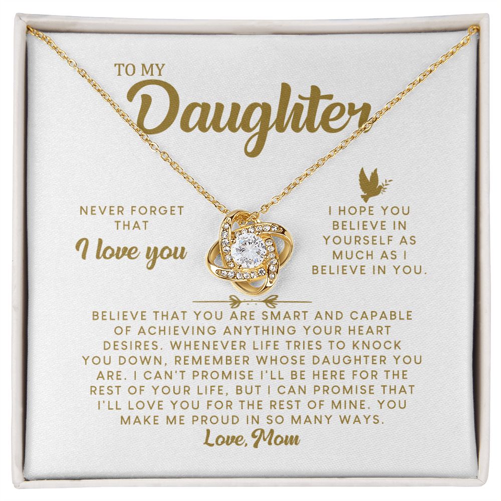 MC009 Daughter Never Forget That I Love You Love Knot Necklace Gift From Mom