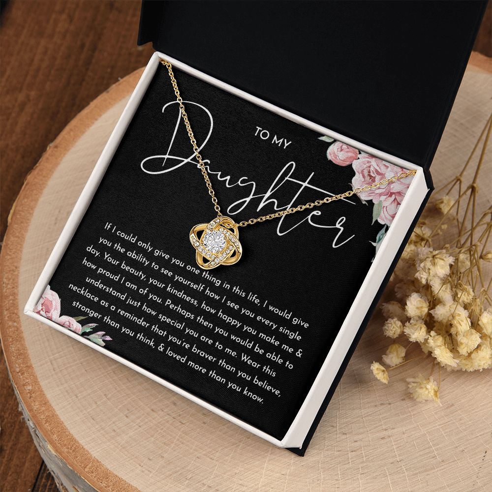 MC028 To My Daughter How Proud I Am of You Love Knot Necklace Gift