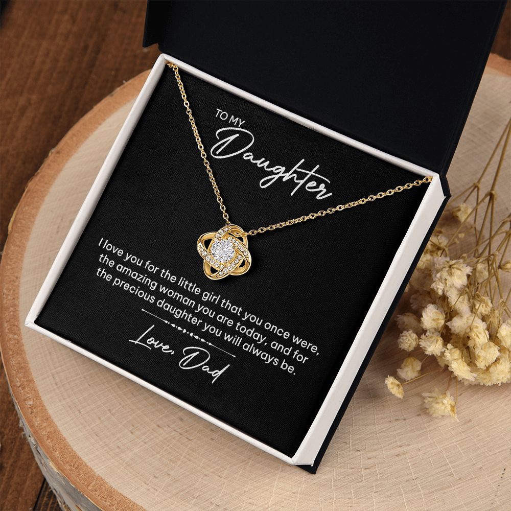 MC023 To My Daughter I Love You Love Knot Necklace Gift From Dad