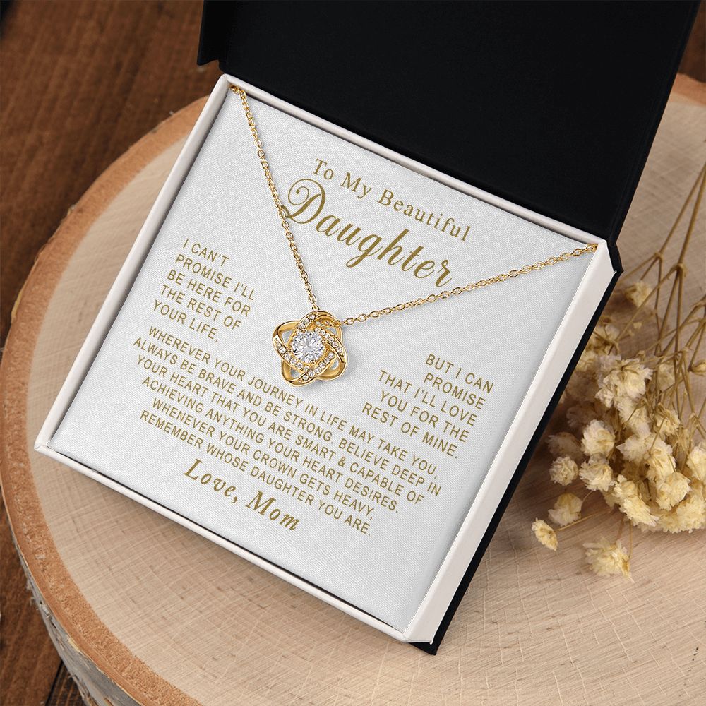 MC003 To My Beautiful Daughter Always Be Brave and Be Strong Love Knot Necklace Gift From Mom