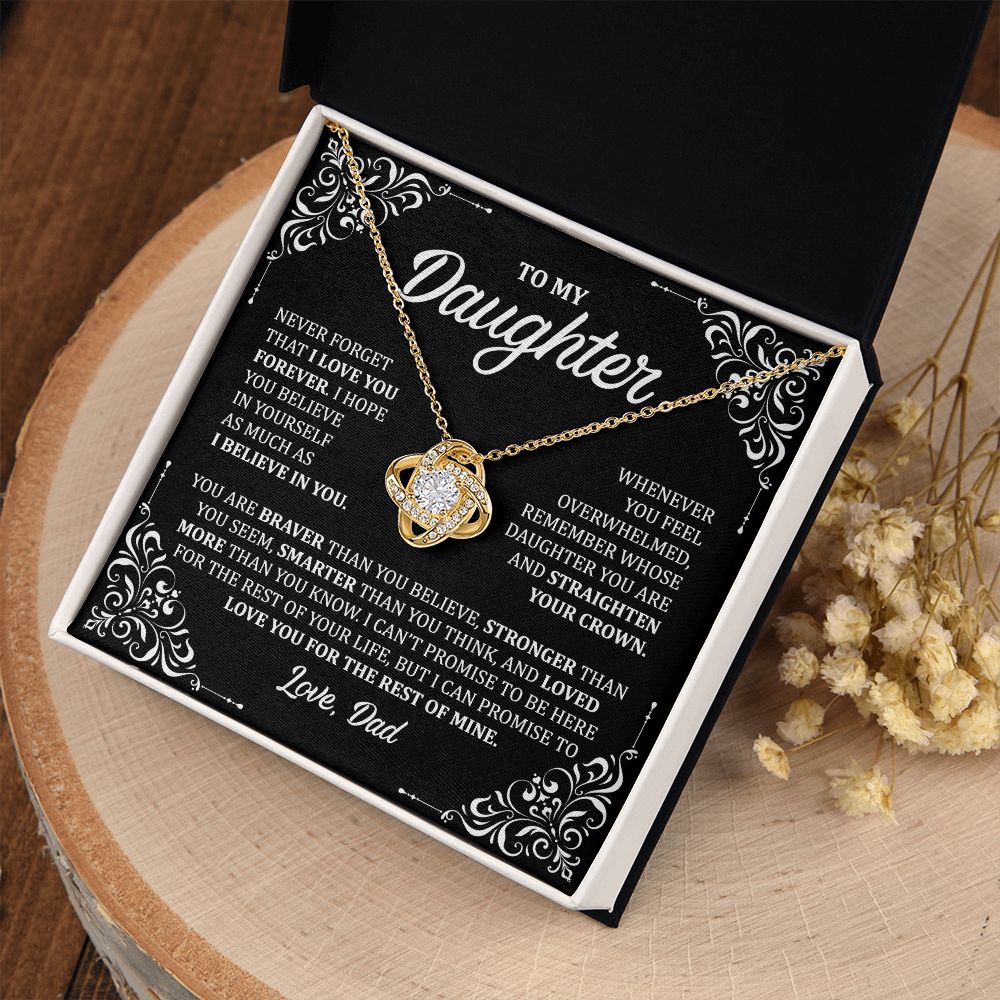 MC030 To My Daughter Never Forget That I Love You Love Knot Necklace Gift From Dad