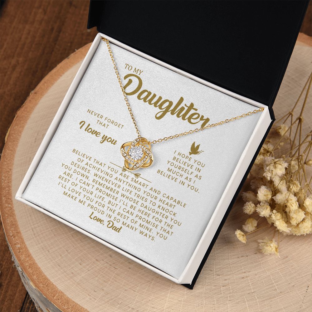 MC008 Daughter Never Forget That I Love You Love Knot Necklace Gift From Dad