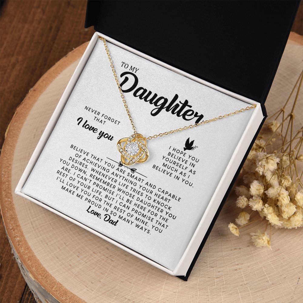 MC006 Daughter Never Forget That I Love You Love Knot Necklace Gift From Dad