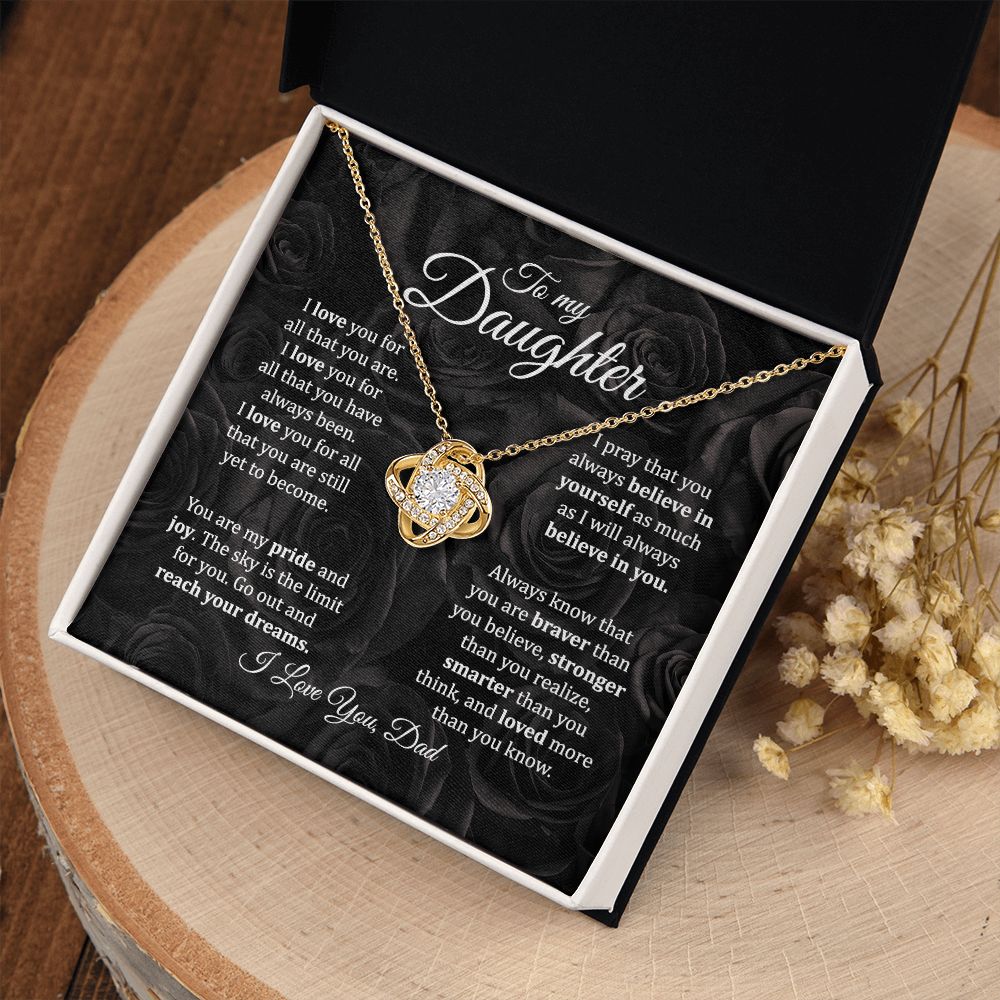 MC021 To My Daughter I Love You Love Knot Necklace Gift From Dad