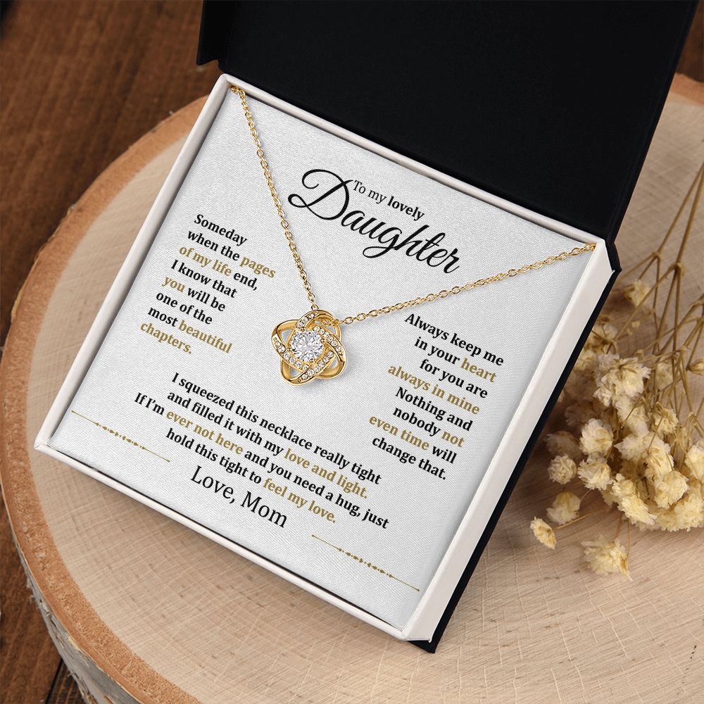 MC013 Daughter Hold This Tight To Feel My Love Love Knot Necklace Gift From Mom