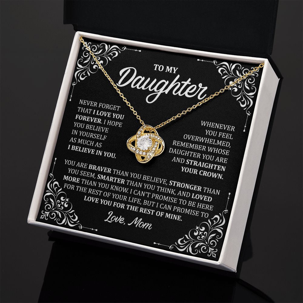 MC029 To My Daughter Never Forget That I Love You Love Knot Necklace Gift From Mom