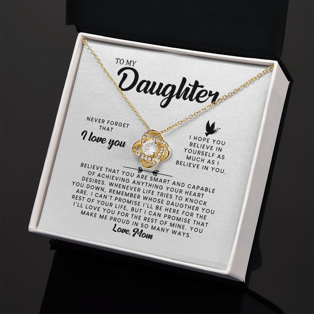 MC007 Daughter Never Forget That I Love You Love Knot Necklace Gift From Mom