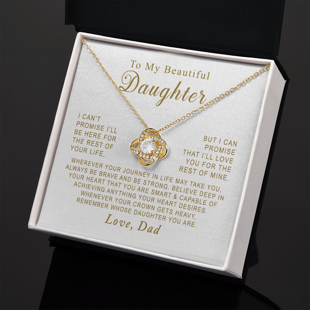 MC002 To My Beautiful Daughter Always Be Brave and Be Strong Love Knot Necklace Gift From Dad